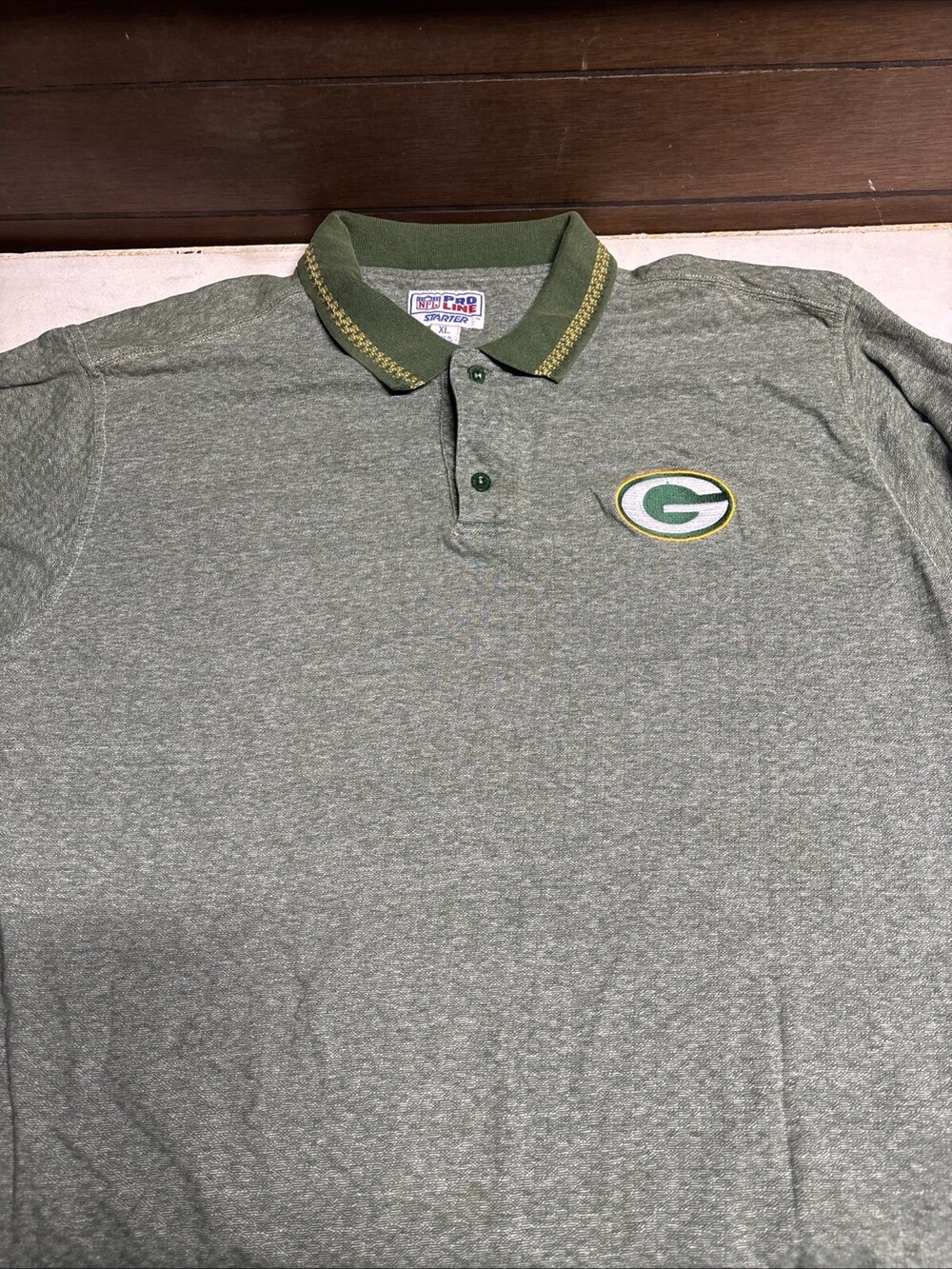 Vtg Starter Pro Line Green Bay Packers NFL Men’s Green Polo Shirt Size XL